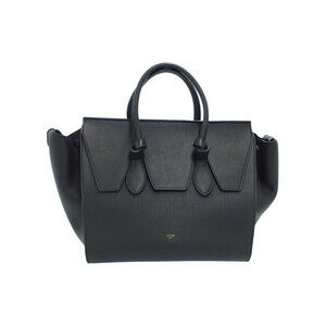 Celine Tie Knot Tote Bag grained calfskin leather Black